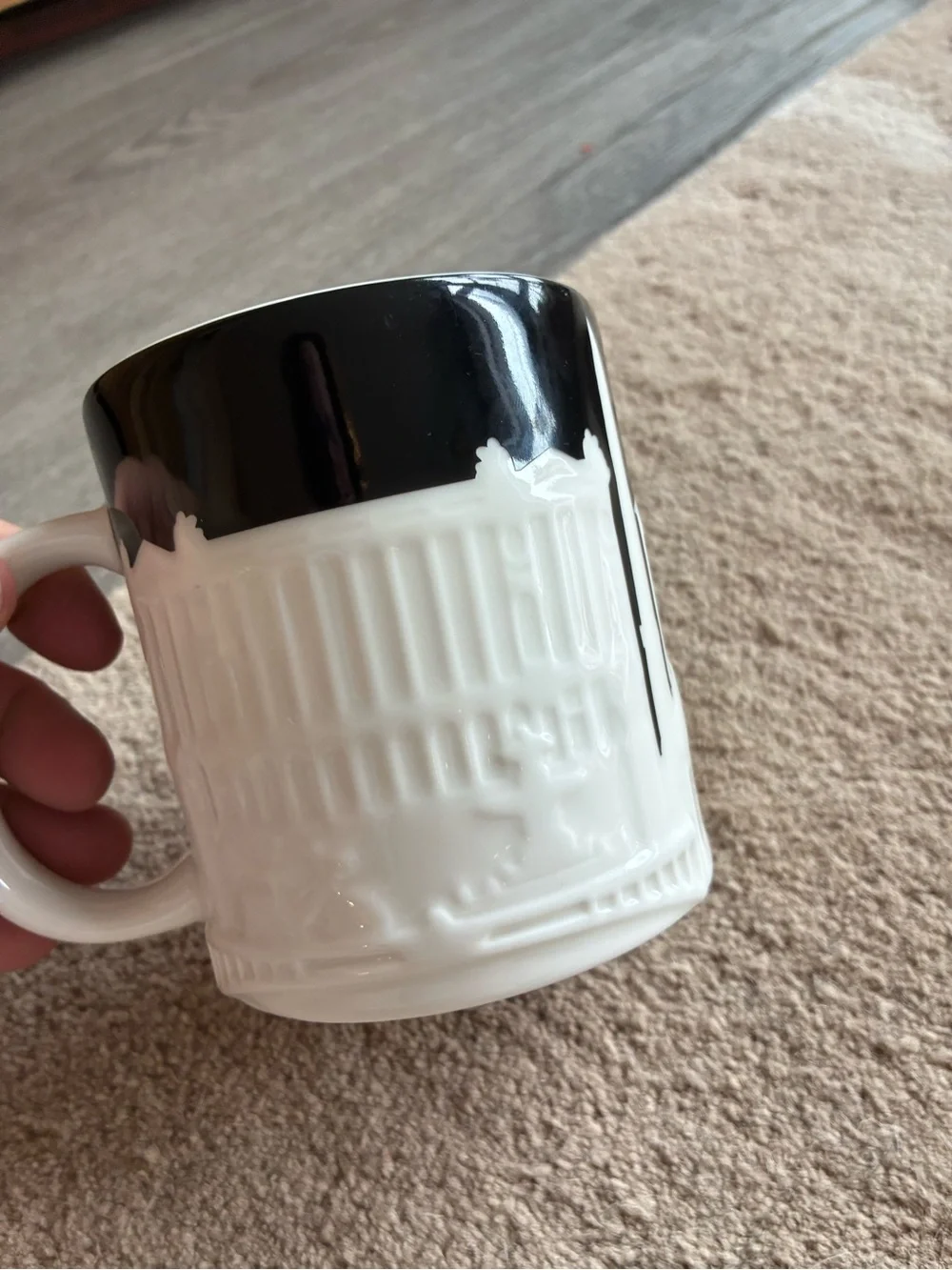 Starbucks Paris Mug 2011 Collector Series 16oz Black White Embossed City Coffee